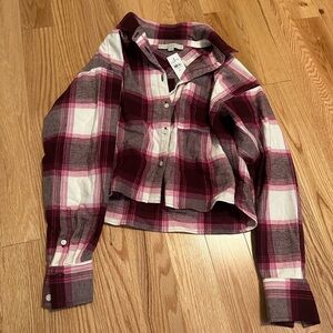 LOFT Pink and White Button Down Shirt Modern Plaid Style